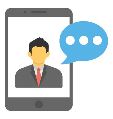 Görüntülü arama gösterilen bir kişi avatar ile bir cep telefonu