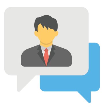 Konuşma balonu, konuşan düz simgesi adam