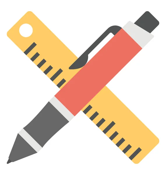 绘图工具 钢笔和标尺平面图标 — 图库矢量图片