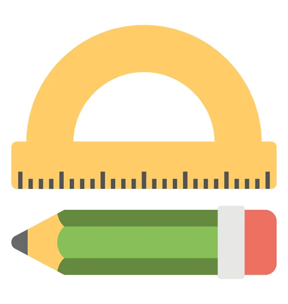 Drafting Tools Pencil Degree Square Flat Icon — Stock Vector