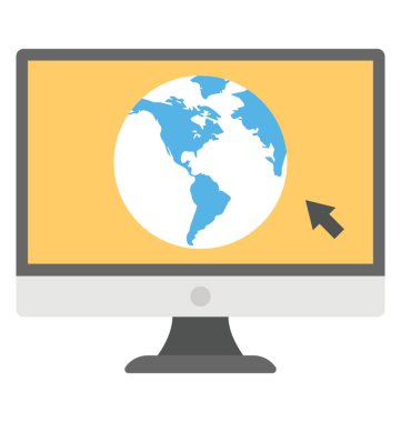 Bu web tarayıcısı bayraklarında üzerinde dünya ile bir monitör ekran