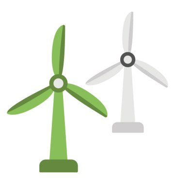Yel değirmeni simgesi ile temiz enerji üretmek için çimen rüzgar türbini