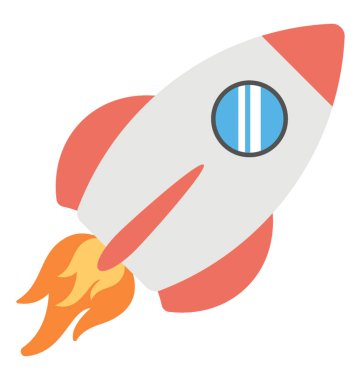 A cartoon rocket flat design icon  clipart