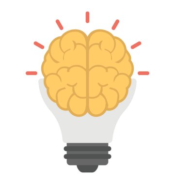 Yaratıcı beyin düz simgesi bayraklarında içinde beyin olan bir ampul