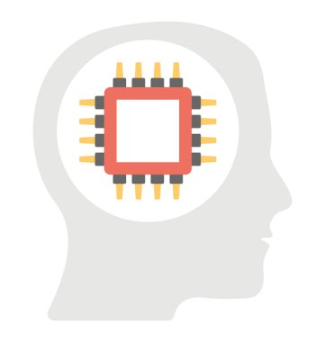 Bir beyin çip bayraklarında yapay zeka düz simgesi