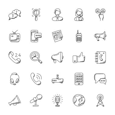 İletişim Doodle Vector Icons Set