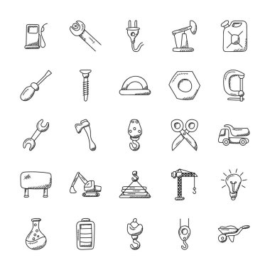 İnşaat vektör simgeler Doodles