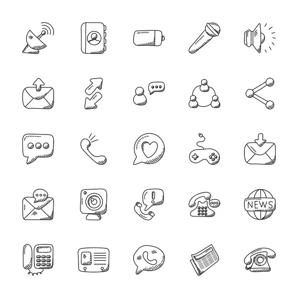 Doodle Icons Set Van Communicatie — Stockvector