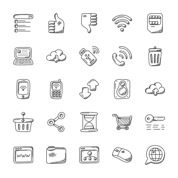 Conjunto Iconos Vectoriales Internet Comunicación — Vector de stock