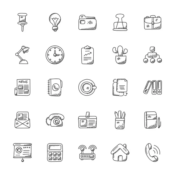 Office Doodle Icon Set — Stockvektor