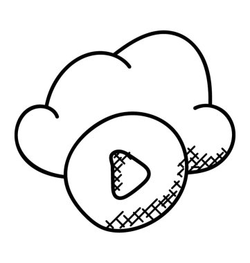 Bulut bilgi işlem multimedya düz vektör simgesi.