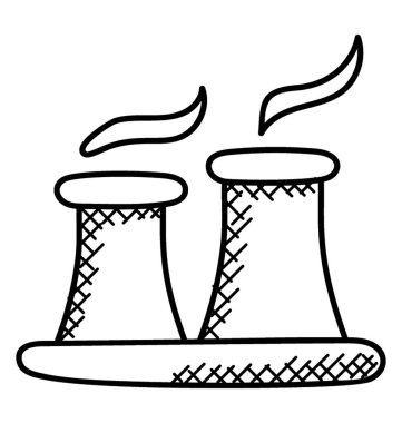 Nükleer santral düz vektör simgesi.