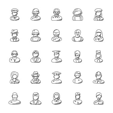 Meslekler Doodle simgeler koleksiyonu 