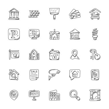 Doodle simgeler gayrimenkul