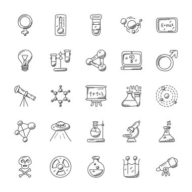 Bilim ve kurgu Doodle simgeler