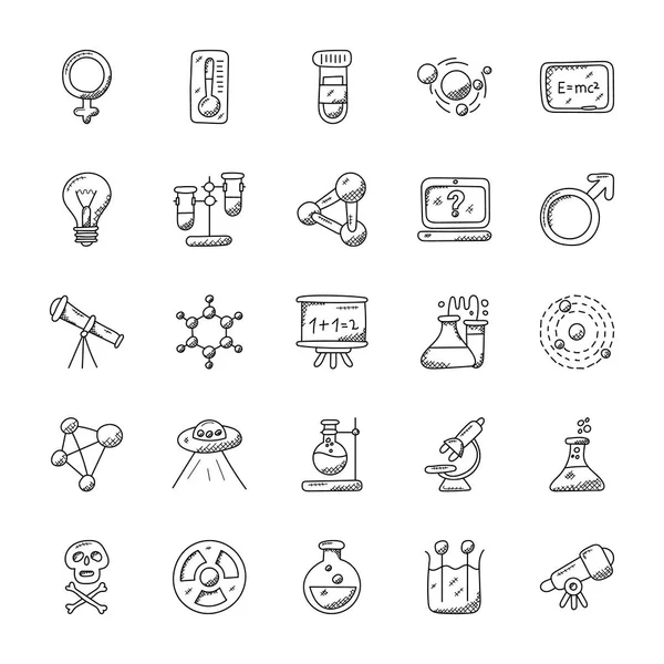 Ciencia Ficción Doodle Iconos — Vector de stock