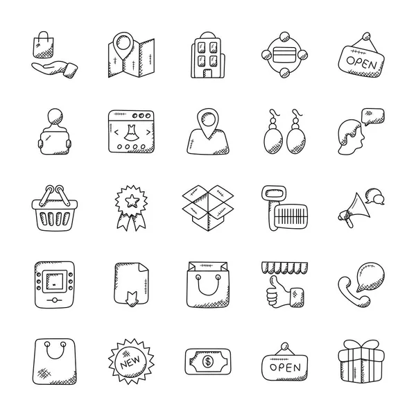 Doodles Creativos Para Compras — Vector de stock