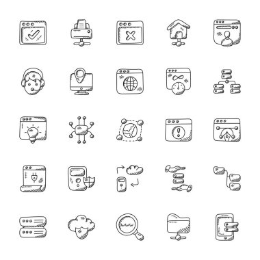 Paket Web Hosting Doodle simgeler 