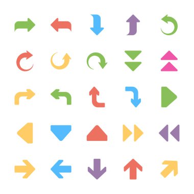 Oklar düz simgeler ayarlandı