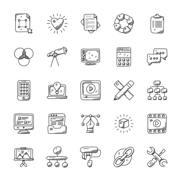 Web Design and Development Doodle Icons