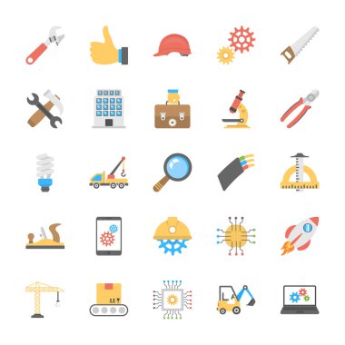 Mühendislik düz Icons set 