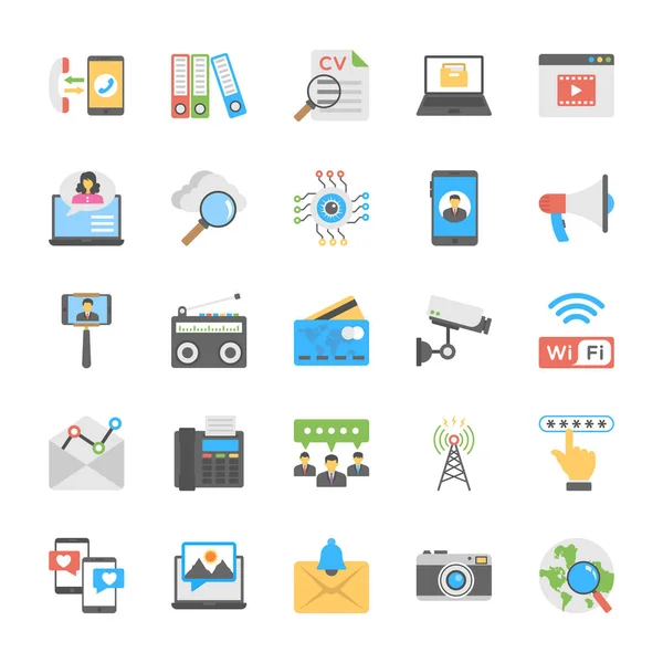 Chat Social Networking Platte Icons Set — Stockvector