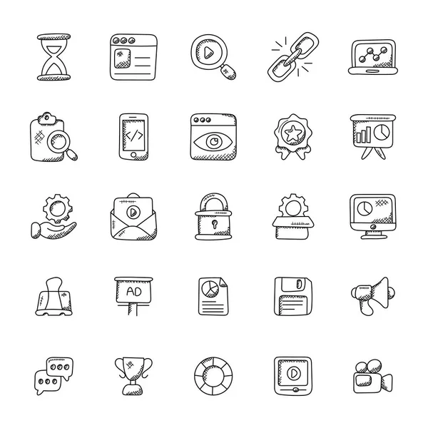 Seo Marketing Doodle Vector Icons — Stockvector
