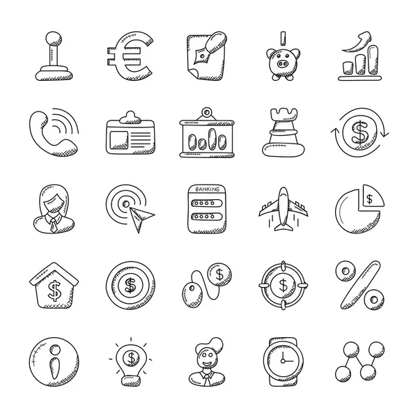 Doodle Icons Banking Finance — Stock Vector