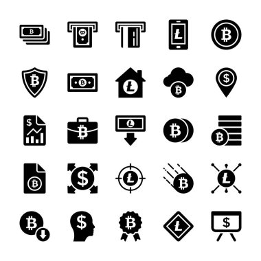 Bitcoin ve Cryptocurrency simgeler 