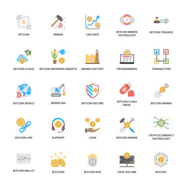 Bitcoin ve Cryptocurrency simgeler paketi 