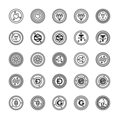 Bitcoin ve Cryptocurrency simgeler paketi 