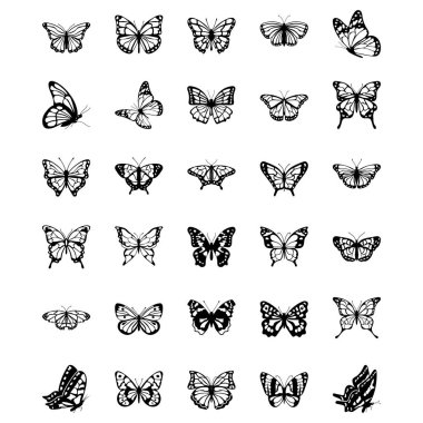 Set of Butterfly Solid Vector Icons clipart