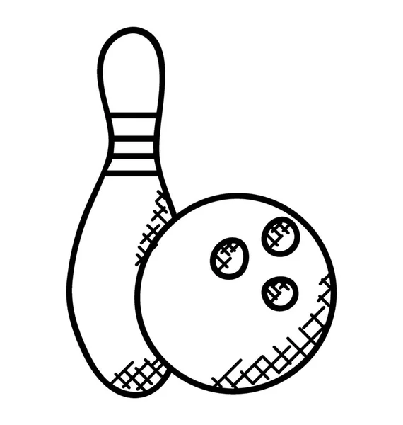 Une Balle Avec Trois Trous Une Broche Illustrant Jeu Bowling — Image vectorielle