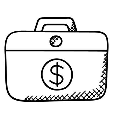 Üzerinde para evrak çantası'nı tasvir eden dolar işareti olan kilitli bir dava.