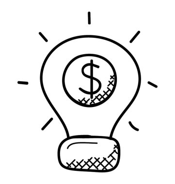 Yatırım fikri tasvir içinde dolar işareti olan bir ampul. 