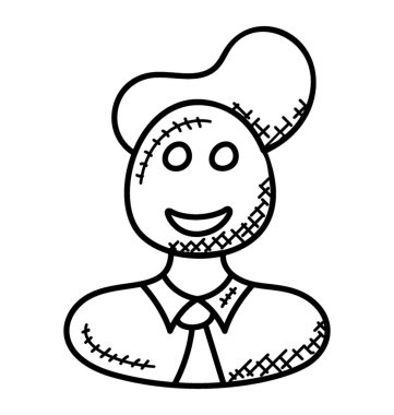 Banka çalışanlarının kavramı temsil eden bir doodle simge gösteren çalışan avatar. 