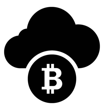 Bitcoin madencilik bulut işlem simgeleyen bitcoin işareti ile bir bulut sembolü. Bitcoin bulut.