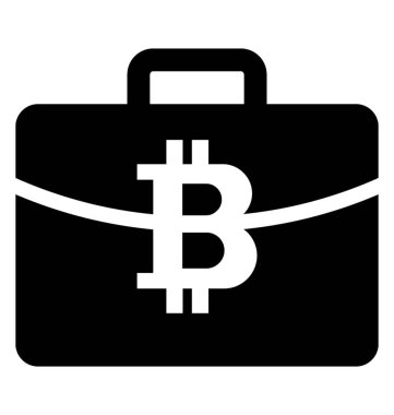 Bitcoin ile ilgili iş kavramı symbolising bitcoin işareti olan bir iş portföy çanta 