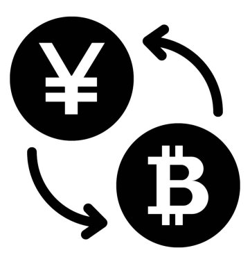 Bitcoin ve bitcoin yen gösterilen yen tersinir işaretiyle işlem dönüştürmek. 
