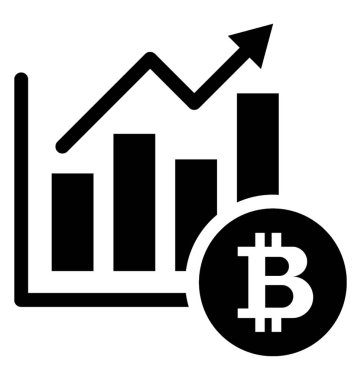 Çizgi grafiği Yukarı oklu bitcoin Pazar update glif simgesi tasvir 