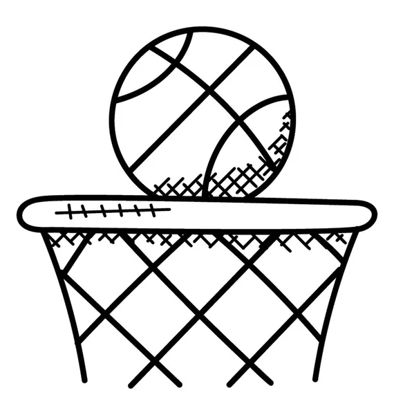 Míč Připojenou Koš Vejít Znázorňuje Basketbalový Zápas — Stockový vektor