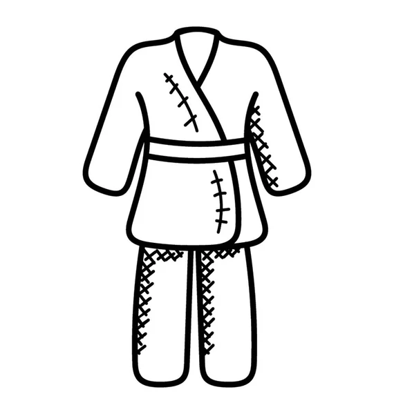 Klänning Doodle Betecknar Den Japanska Karate Dräkten Kararedräkt — Stock vektor