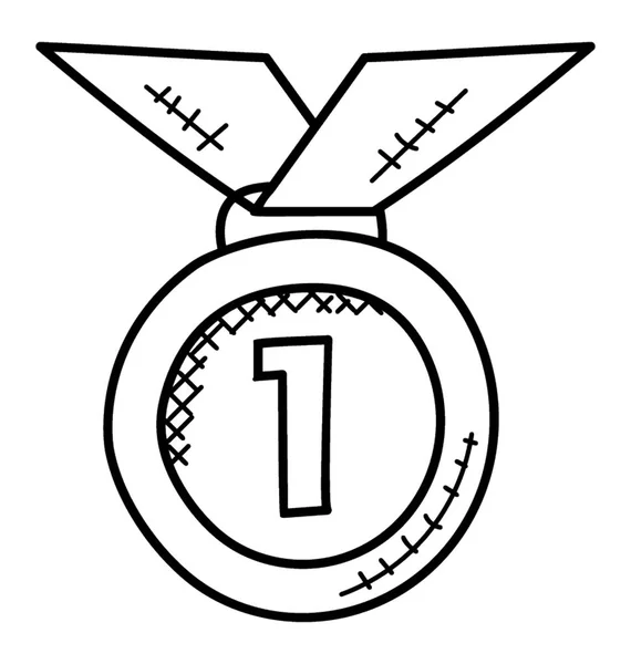 Uma Medalha Uma Fita Pendurada Com Imagem Denota Medalha Esportes —  Vetores de Stock