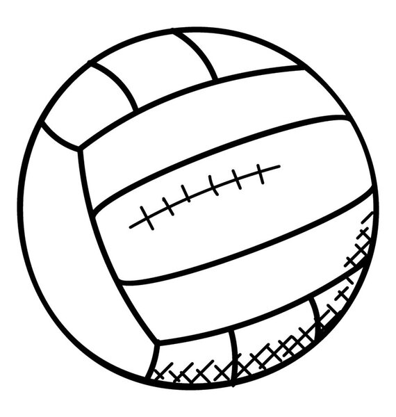 A round ball with orbital lines depicts the water polo ball. 
