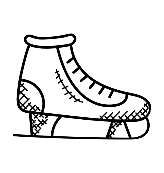 在冰上玩的鞋子下有厚皮层的溜冰鞋 — 图库矢量图片