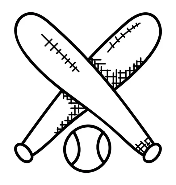 Dwa Nietoperze Mocno Szyte Piłkę Ina Doodle Reprezentujący Ideę Baseball — Wektor stockowy
