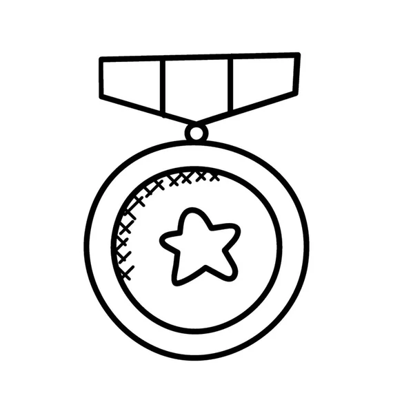 Uma Medalha Uma Fita Pendurada Com Imagem Estrela Denota Medalha —  Vetores de Stock