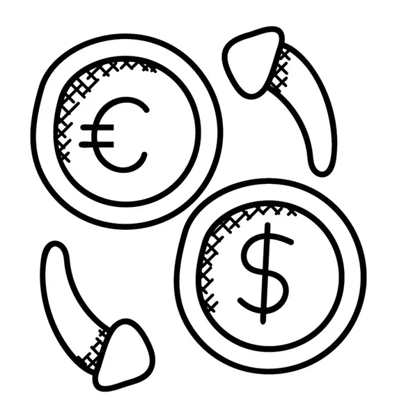 Wechselkurs Doodle Mit Dem Wechselzeichen Von Dollar Und Euro — Stockvektor