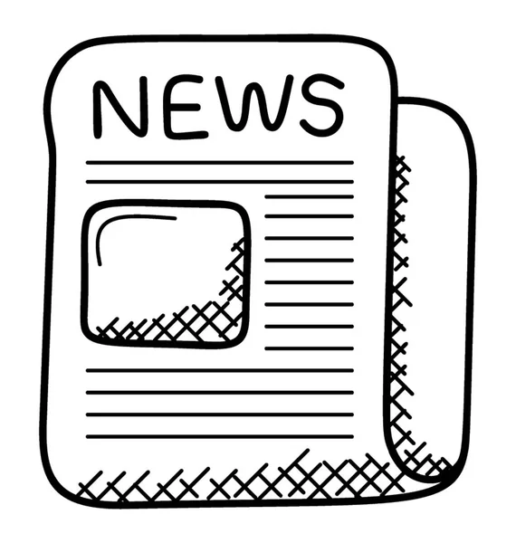 Икона Каракулей Написанная Бумаге Новостями Изображающими Газету — стоковый вектор