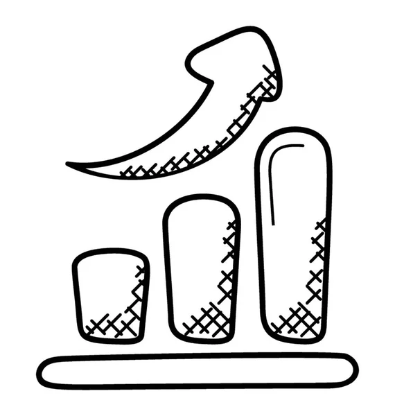 Grafico Con Barre Rialzate Grafico Con Punta Freccia Rialzata Che — Vettoriale Stock